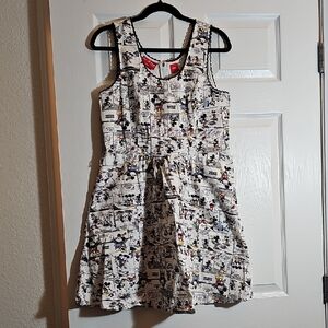 Loungefly Stitch Shoppe White Comic-Print Tank Dress with Black Trim